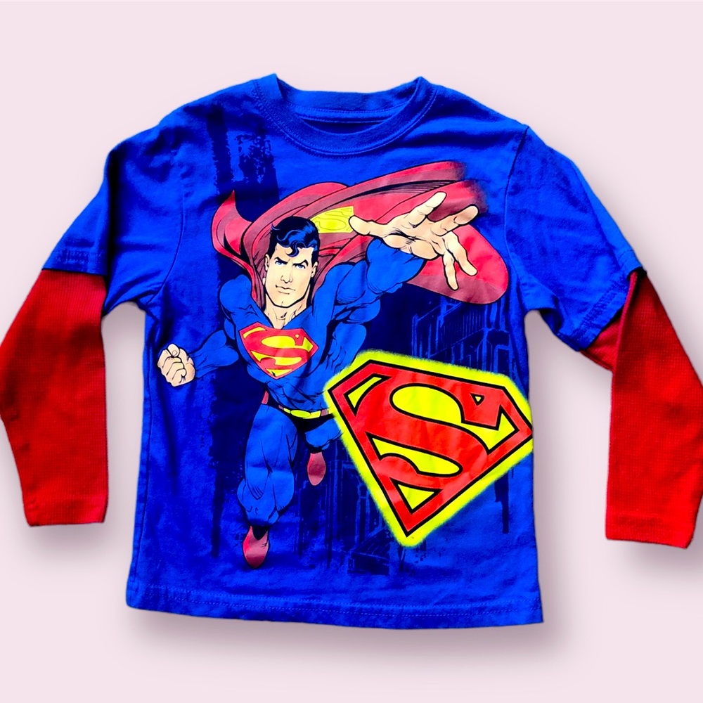 DC Comics Superman Thermal Sleeve Long Sleeve Shirt 
Size 4